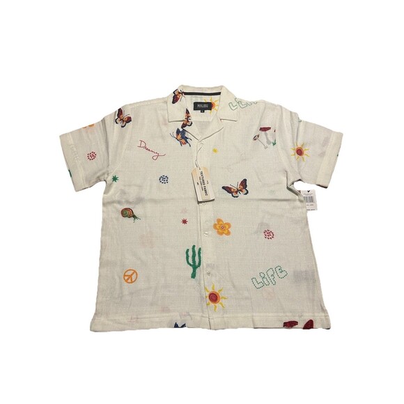 Malibu Drill Camp Shirt L Butterfly Cactus NWT - Picture 1 of 4